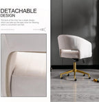 Nrizc Velvet Office Desk Chair, Upholstered Home Office Desk Chairs with Adjustable Swivel Wheels, Ergonomic Office Chair for Living Room, Bedroom, Office, Vanity Study (Beige) - Grand Goldman