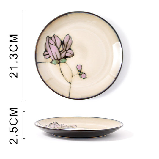 Glaze Kiln Hand Painted Ceramic Plate Cutlery