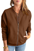 Women's Fashion Solid Color Zipper Jacket Coat
