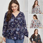 Fashion Plus Size Shirt Rayon Printed Women's Top