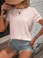 Women's Solid Color V Casual Short-sleeved Shirt