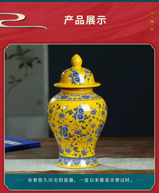 Large size Jingdezhen ceramic decoration antique blue and white porcelain vase flower arrangement Dracaena sanderiana home livin