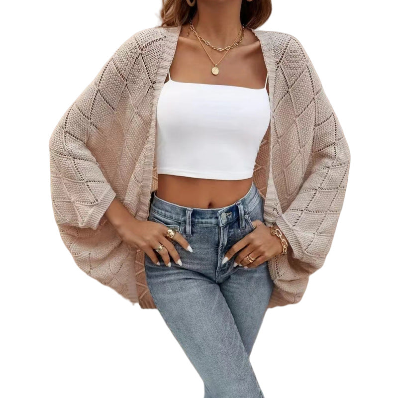 Plus Size Women's Hollow Knitted Fashion Cardigan Top
