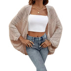 Plus Size Women's Hollow Knitted Fashion Cardigan Top
