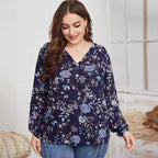 Fashion Plus Size Shirt Rayon Printed Women's Top