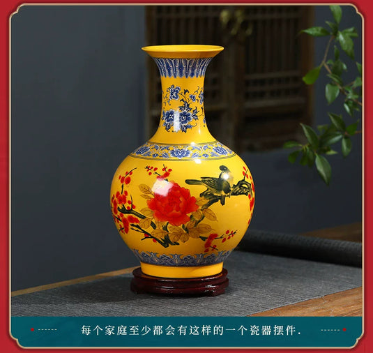 Large size Jingdezhen ceramic decoration antique blue and white porcelain vase flower arrangement Dracaena sanderiana home livin