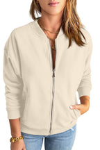 Women's Fashion Solid Color Zipper Jacket Coat