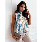 Summer Fashion Commuter Sleeveless Printed Strap Off-the-shoulder Shirt For Women