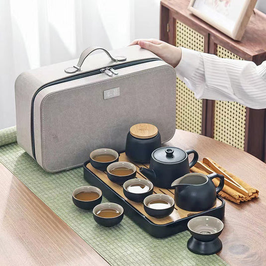Black Porcelain Kung Fu Tea Set Suit Household Japanese Style