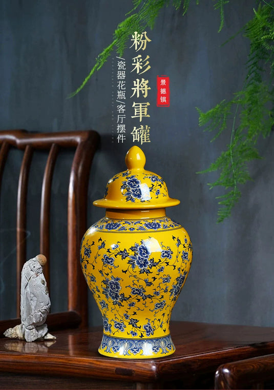 Large size Jingdezhen ceramic decoration antique blue and white porcelain vase flower arrangement Dracaena sanderiana home livin