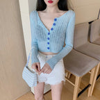 Sneaky Design Navel Short Design Temperament Slim Thin New Long Sleeve