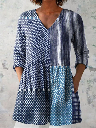 Women's Shirt Pocket Creative Fish Pattern Vacation Style Top