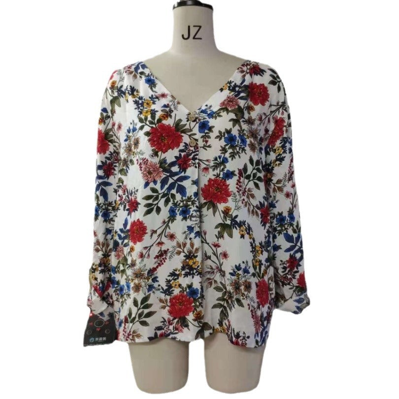 Fashion Plus Size Shirt Rayon Printed Women's Top