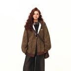 Retro Hooded Zipper Leopard Print Men's And Women's Jacket