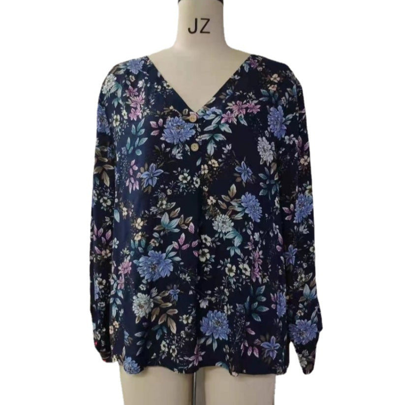 Fashion Plus Size Shirt Rayon Printed Women's Top