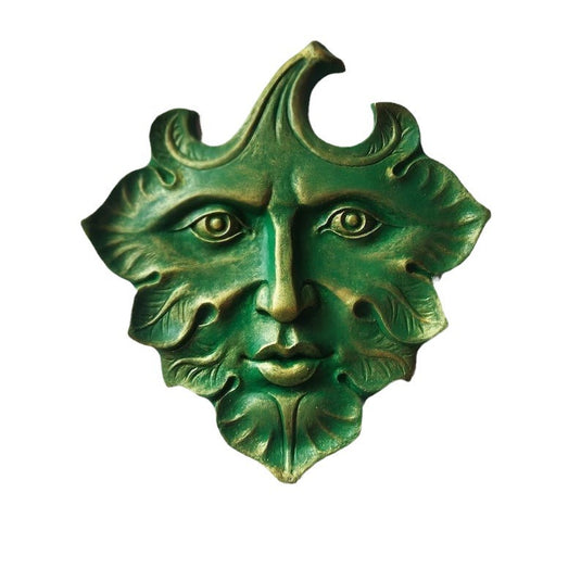 Pendentif statue rétro européenne avec visage de feuilles