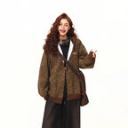 Retro Hooded Zipper Leopard Print Men's And Women's Jacket