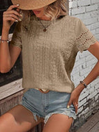 Women's Solid Color V Casual Short-sleeved Shirt