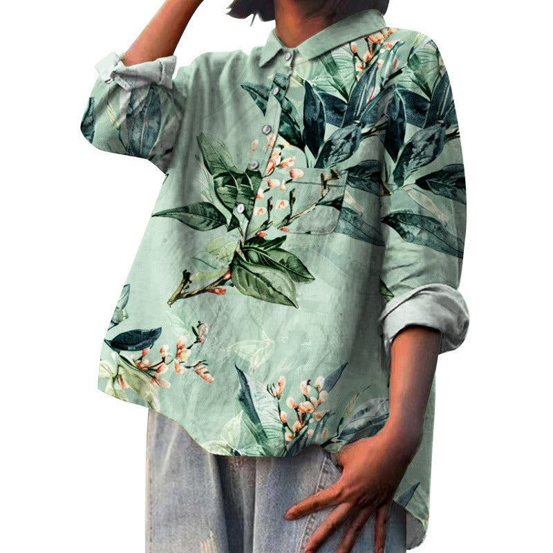 Women's Stretch Print Hawaiian Style Shirt