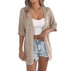 Leisure Solid Color Hollow Half-sleeved Knitwear