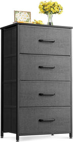 ODK Dresser for Bedroom with 4 Storage Drawers, Small Dresser Chest of Drawers Fabric Dresser with Sturdy Steel Frame, Dresser for Closet with Wood Top, Black - Grand Goldman