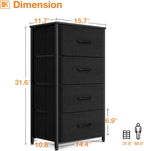 ODK Dresser for Bedroom with 4 Storage Drawers, Small Dresser Chest of Drawers Fabric Dresser with Sturdy Steel Frame, Dresser for Closet with Wood Top, Black - Grand Goldman