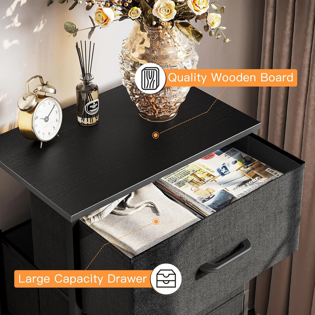 ODK Dresser for Bedroom with 4 Storage Drawers, Small Dresser Chest of Drawers Fabric Dresser with Sturdy Steel Frame, Dresser for Closet with Wood Top, Black - Grand Goldman
