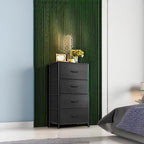 ODK Dresser for Bedroom with 4 Storage Drawers, Small Dresser Chest of Drawers Fabric Dresser with Sturdy Steel Frame, Dresser for Closet with Wood Top, Black - Grand Goldman