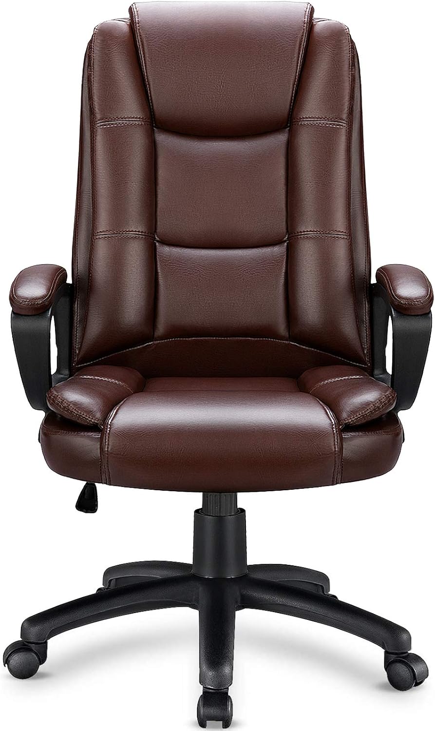OFIKA Home Office Chair, 400LBS Big and Tall Chair Heavy Duty Design, Ergonomic High Back Cushion Lumbar Back Support, Computer Desk Chair, Adjustable Executive Leather Chair with Armrest - Grand Goldman