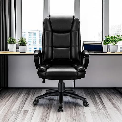 OFIKA Home Office Chair, 400LBS Big and Tall Chair Heavy Duty Design, Ergonomic High Back Cushion Lumbar Back Support, Computer Desk Chair, Adjustable Executive Leather Chair with Armrest - Grand Goldman