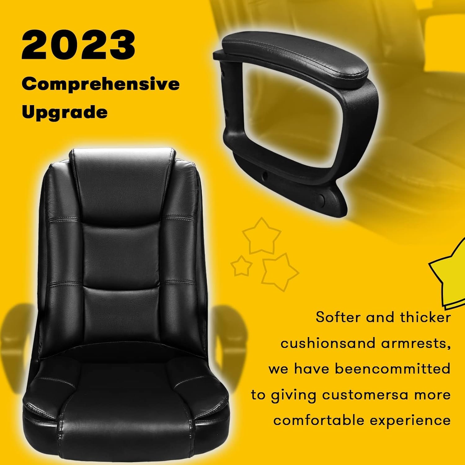 OFIKA Home Office Chair, 400LBS Big and Tall Chair Heavy Duty Design, Ergonomic High Back Cushion Lumbar Back Support, Computer Desk Chair, Adjustable Executive Leather Chair with Armrest - Grand Goldman