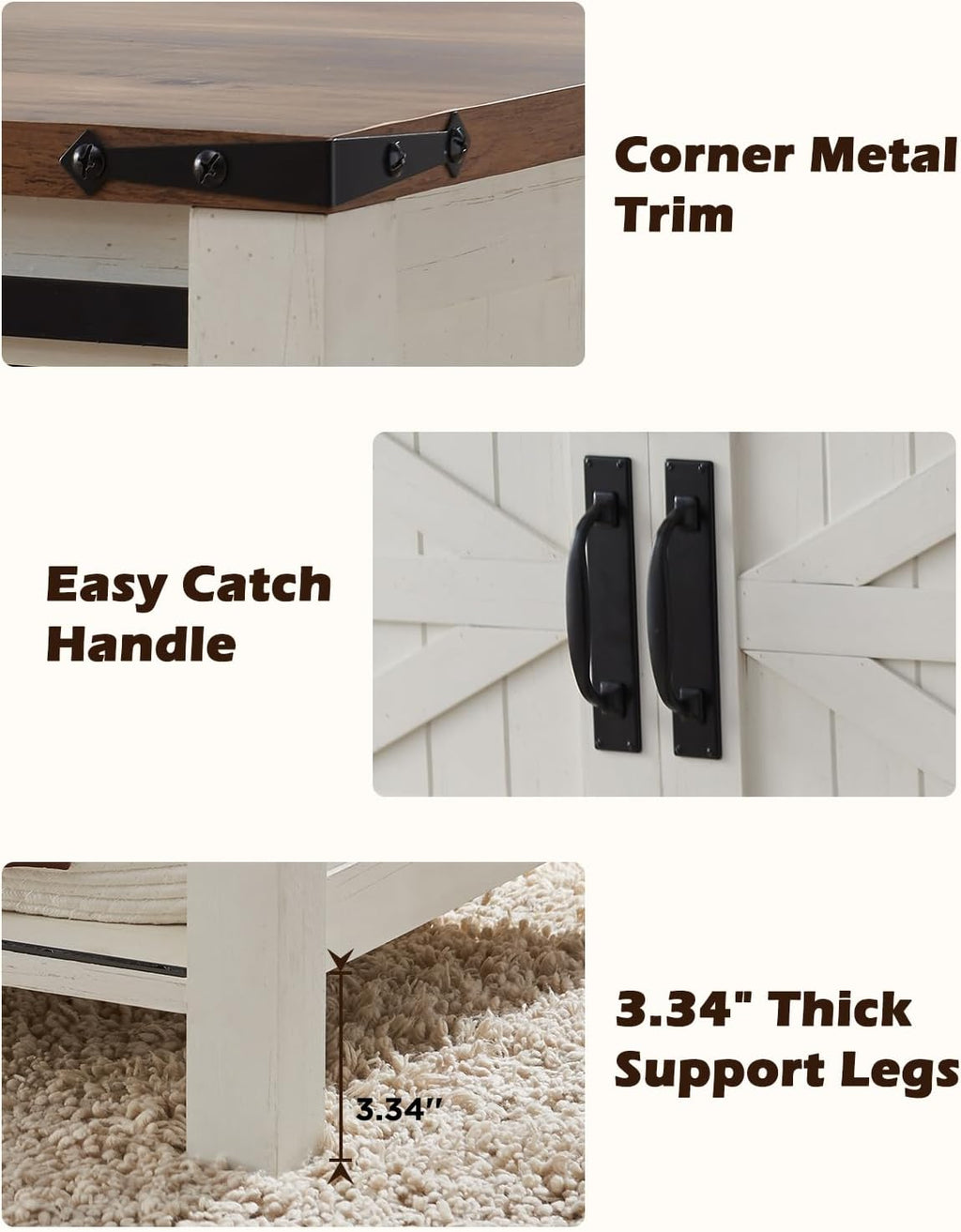 OKD 48" Farmhouse Lift Top Coffee Table with Sliding Barn Door,Rustic Center Table with Hidden Storage Compartment,Lifting Tabletop and Adjustable Shelf for Living Room,Office,Antique White - Grand Goldman