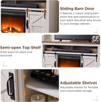 OKD Fireplace TV Stand for 65+ Inch TV, 33" Tall Highboy Farmhouse Entertainment Center w/ 23'' Electric Fireplace, Rustic Media Console w/Sliding Barn Door for Living Room, Antique White - Grand Goldman
