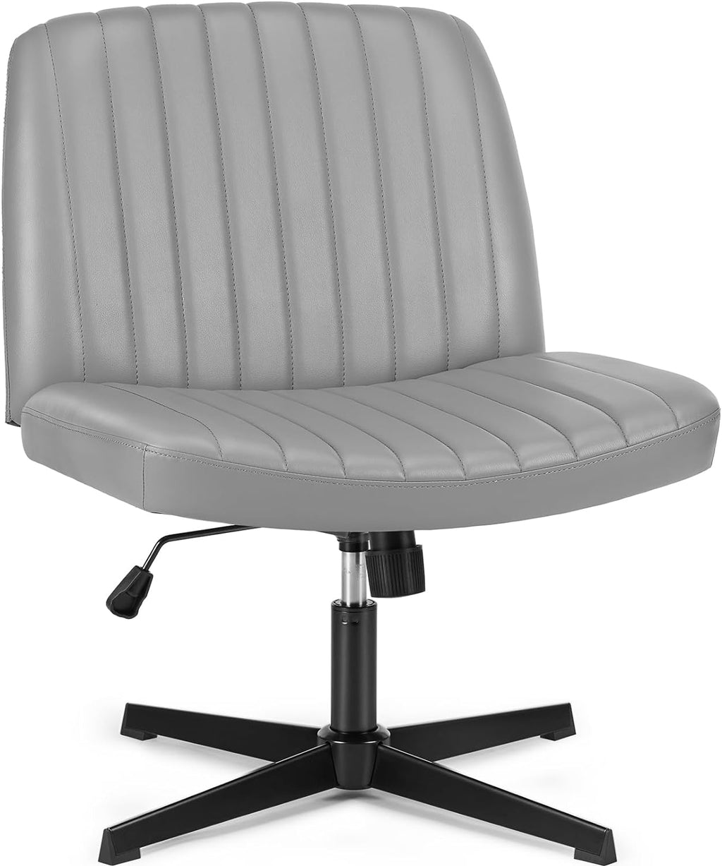 OLIXIS Criss Cross Chair with Wheels, Cross Legged Office Chair Wide Armless Desk Chair, Adjustable Swivel Comfy Home Office Vanity Desk Chair - Grand Goldman