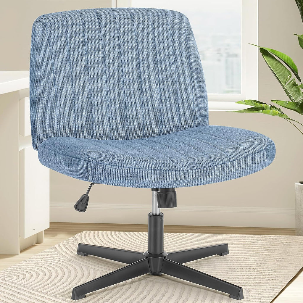 OLIXIS Criss Cross Chair with Wheels, Cross Legged Office Chair Wide Armless Desk Chair, Adjustable Swivel Comfy Home Office Vanity Desk Chair - Grand Goldman
