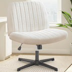 OLIXIS Criss Cross Chair with Wheels, Cross Legged Office Chair Wide Armless Desk Chair, Adjustable Swivel Comfy Home Office Vanity Desk Chair - Grand Goldman