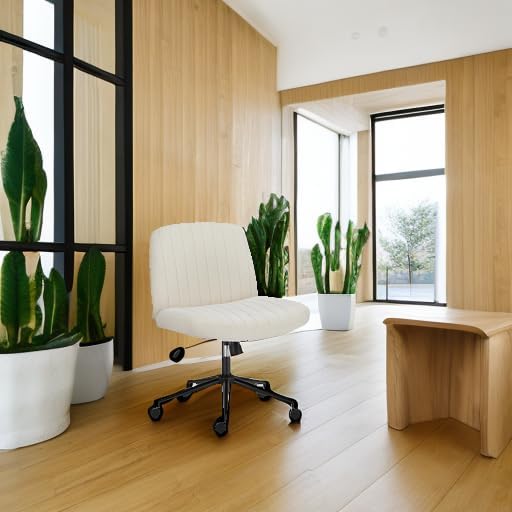 OLIXIS Criss Cross Chair with Wheels, Cross Legged Office Chair Wide Armless Desk Chair, Adjustable Swivel Comfy Home Office Vanity Desk Chair - Grand Goldman