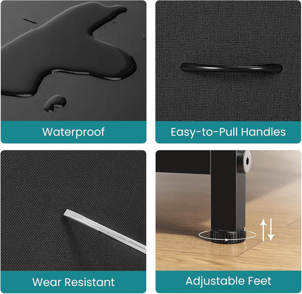 OLIXIS Dresser for Bedroom with 5 Drawers, Wide Chest of Drawers, Fabric Bedroom Dresser with Drawer Organizer, Storage Organizer Unit with Fabric Bins for Closet, Living Room, Hallway, Classic Black - Grand Goldman