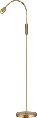 O’Bright Ray – Adjustable LED Beam Floor Lamp, Dimmable and Zoomable Spotlight, Flexible Gooseneck, Reading/Crafting Standing Lamp, Work Table Light, Antique Brass - Grand Goldman