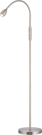 O’Bright Ray – Adjustable LED Beam Floor Lamp, Dimmable and Zoomable Spotlight, Flexible Gooseneck, Reading/Crafting Standing Lamp, Work Table Light, Antique Brass - Grand Goldman