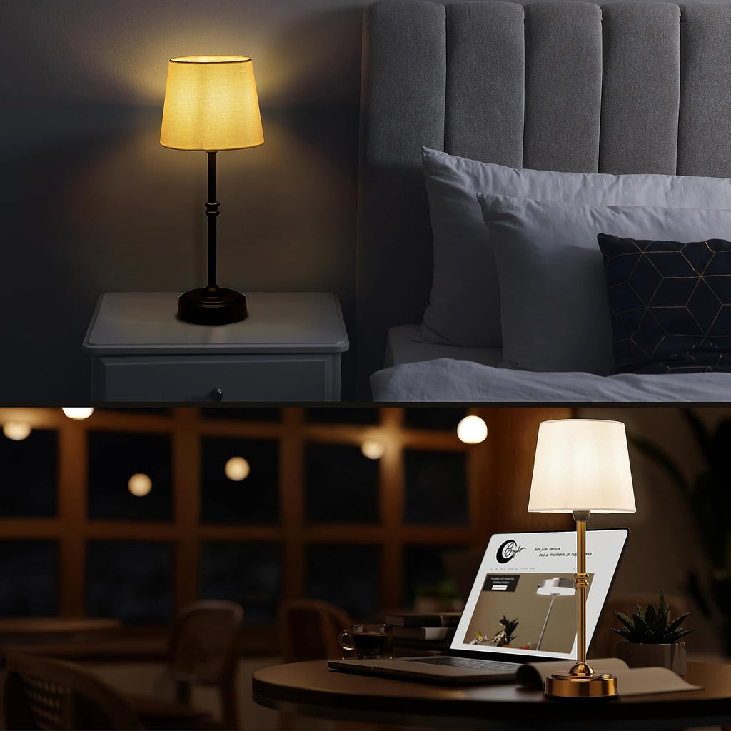 O’Bright Seraph - Cordless LED Table Lamp with Dimmer, Built-in Rechargeable Battery, 3-Level Brightness, Patio Table Lamp, Bedside Night Lamp, Ambient Light for Restaurant, Antique Brass - Grand Goldman
