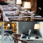 O’Bright Seraph - Cordless LED Table Lamp with Dimmer, Built-in Rechargeable Battery, 3-Level Brightness, Patio Table Lamp, Bedside Night Lamp, Ambient Light for Restaurant, Antique Brass - Grand Goldman