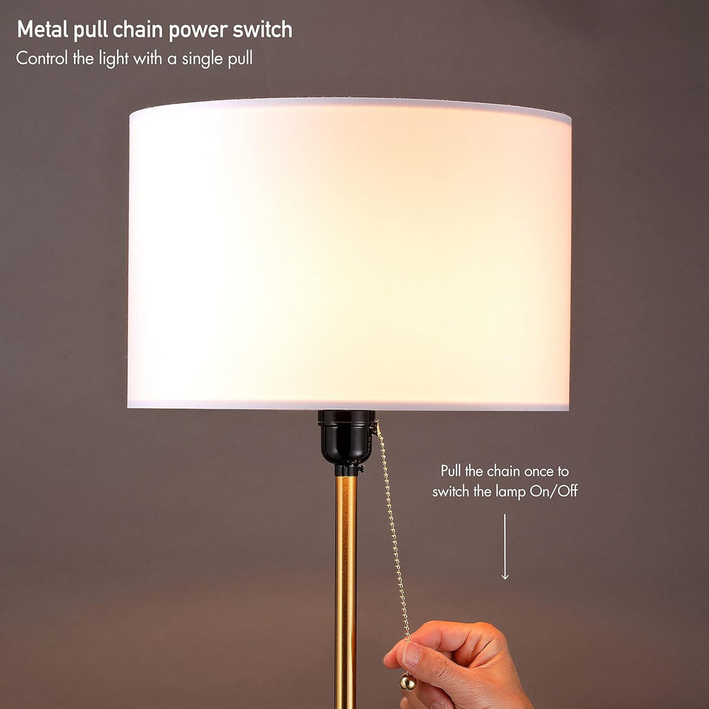 O’Bright Ted - Drum Shade Standing Lamp, Pull Chain Switch, E26 Socket, Modern Minimalist Design, Simple Floor Lamp for Living Room, Bedroom, Office, Antique Brass - Grand Goldman