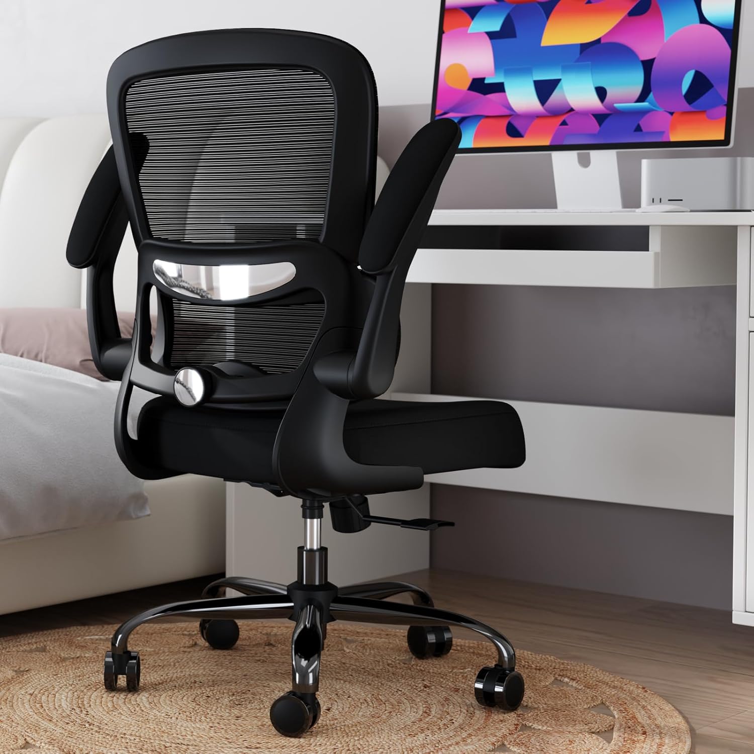 Office Chair - Ergonomic Desk Chair with Adjustable Lumbar Support, Mesh Computer Chair, Executive Chair for Home Office Comfortable Lumbar Support (Black) - Grand Goldman