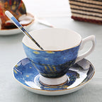Oil Painting Bone China Coffee Cup British Light Luxury Saucer Spoon - Grand Goldman