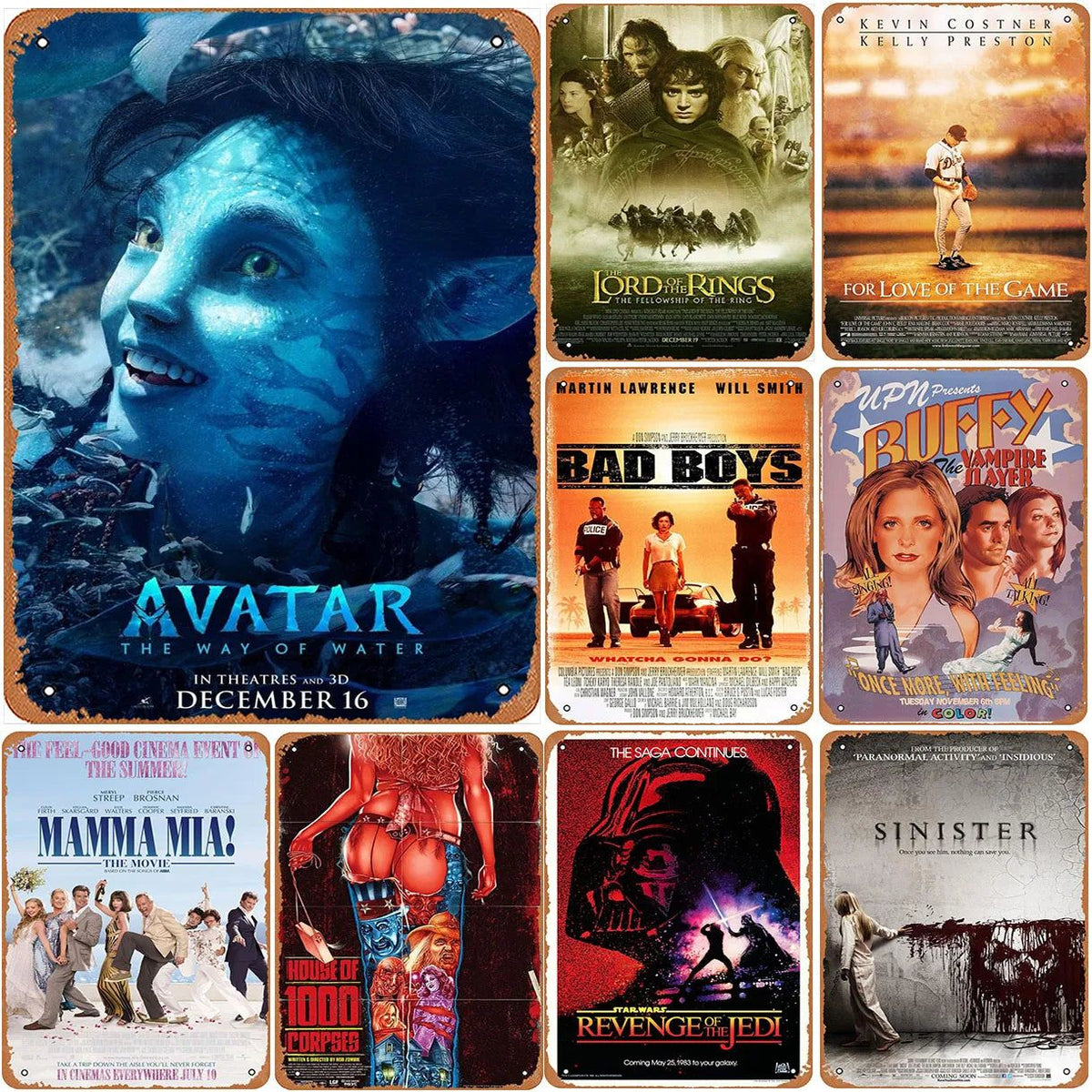 Old Movie Metal Tin Signs Buffy Mamma Mia Bad Boys Posters Plate Wall Decor for Film Home Bars Man Cave Cafe Clubs Garage Retro - Grand Goldman