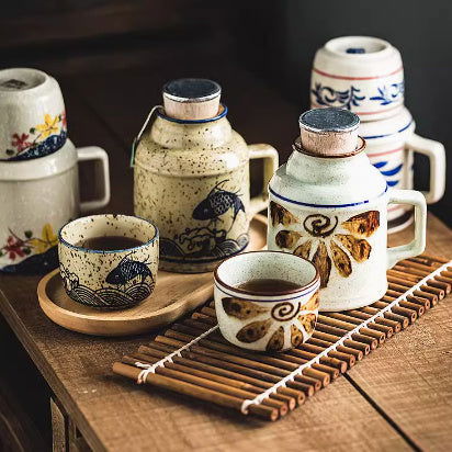One Pot One Cup Japanese Style Liquor Set Retro Tea Cup - Grand Goldman