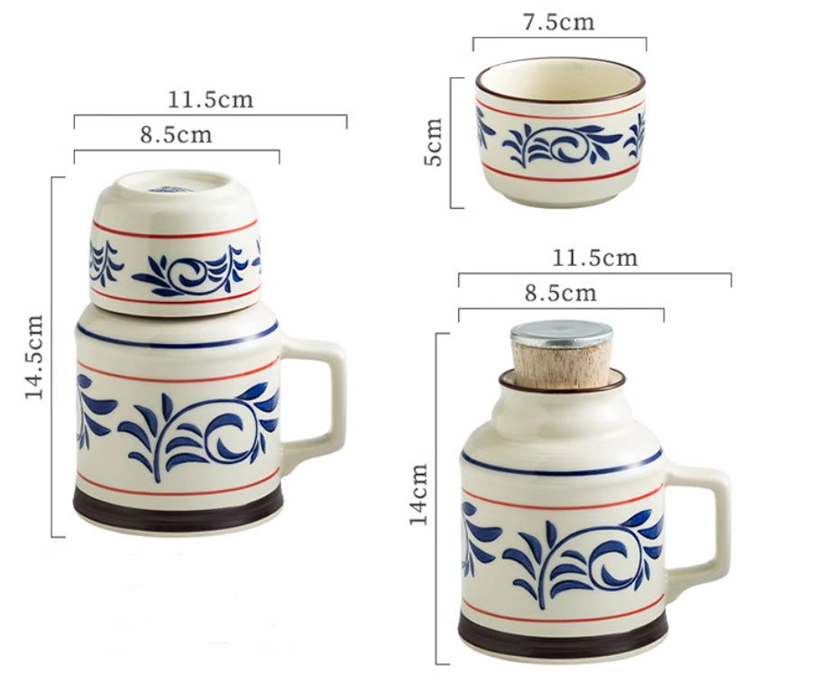 One Pot One Cup Japanese Style Liquor Set Retro Tea Cup - Grand Goldman