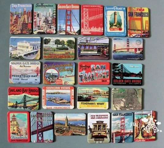 One Set New York American Paris French Coated Paper Refrigerator Magnet Collection - Grand Goldman