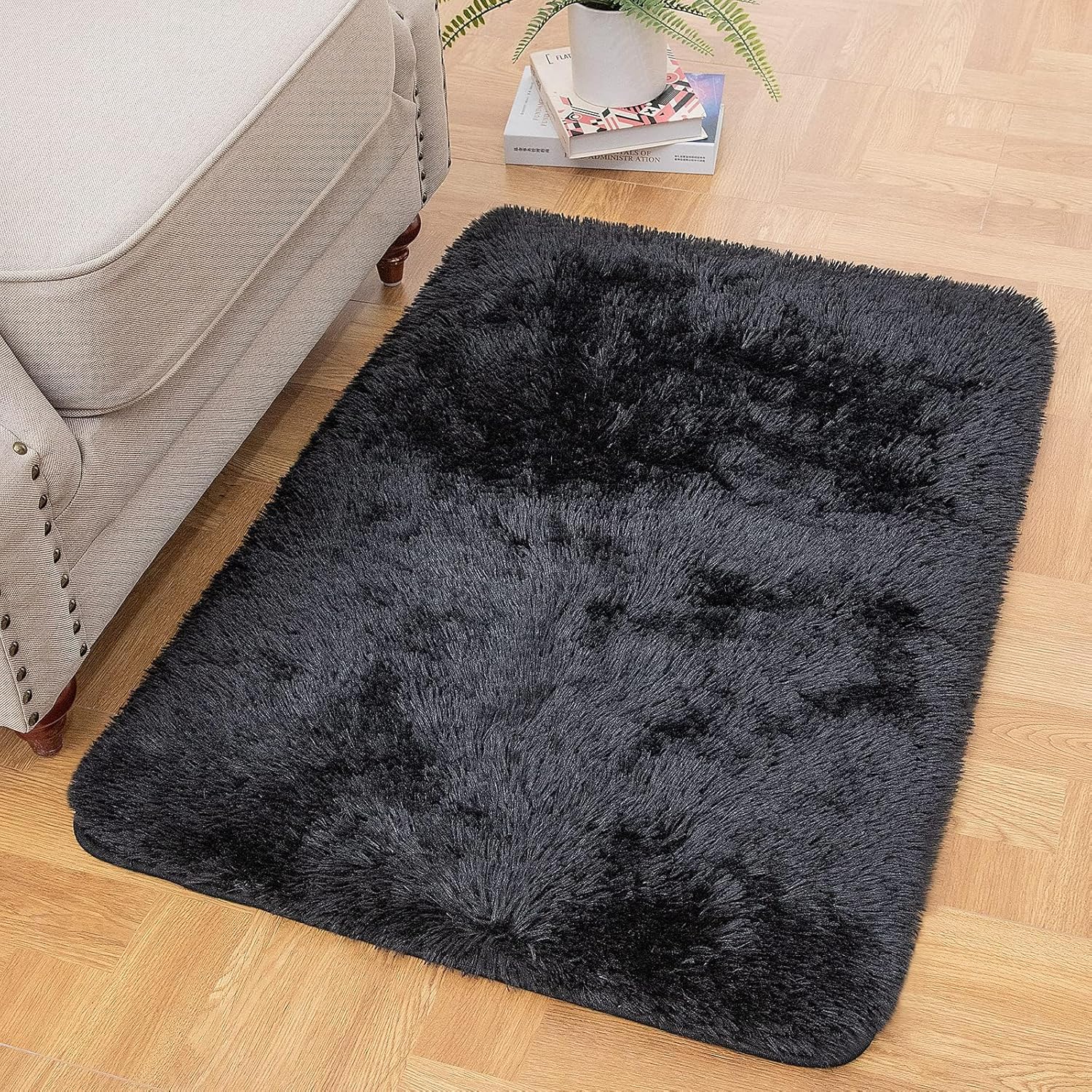 Ophanie Area Rugs for Bedroom Living Room, Grey Fluffy Fuzzy Shag Shaggy Soft Plush Carpet, 4x6 Indoor Floor Gray Rug for Kids Home Dorm Decor Aesthetic - Grand Goldman